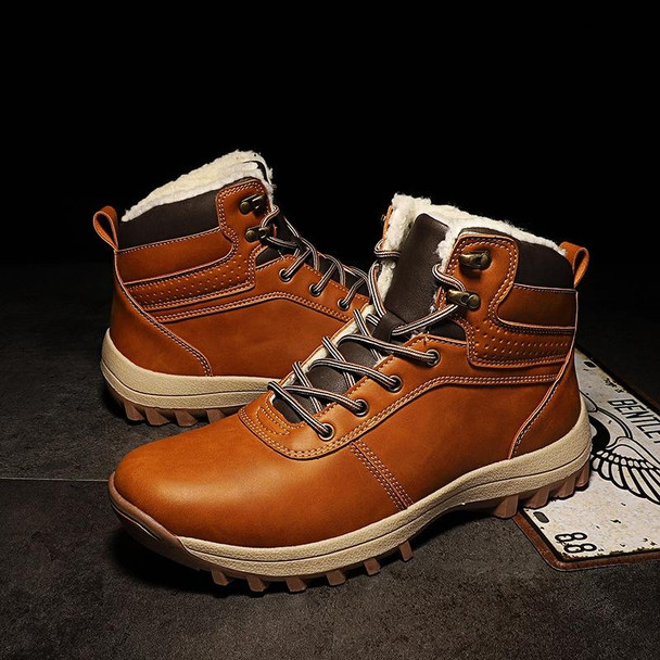 GG-858 Men Snow Boots Velvet Keep Warm Thick Bottom Men Boots, Size: 41(Light Brown)