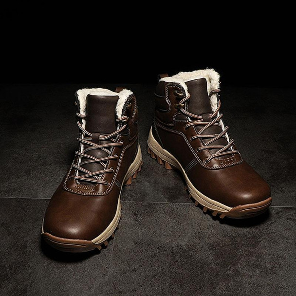 GG-858 Men Snow Boots Velvet Keep Warm Thick Bottom Men Boots, Size: 39(Dark Brown)