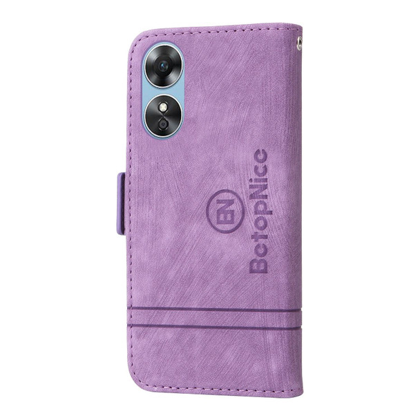 For OPPO A17 BETOPNICE Dual-side Buckle Leatherette Phone Case(Purple)