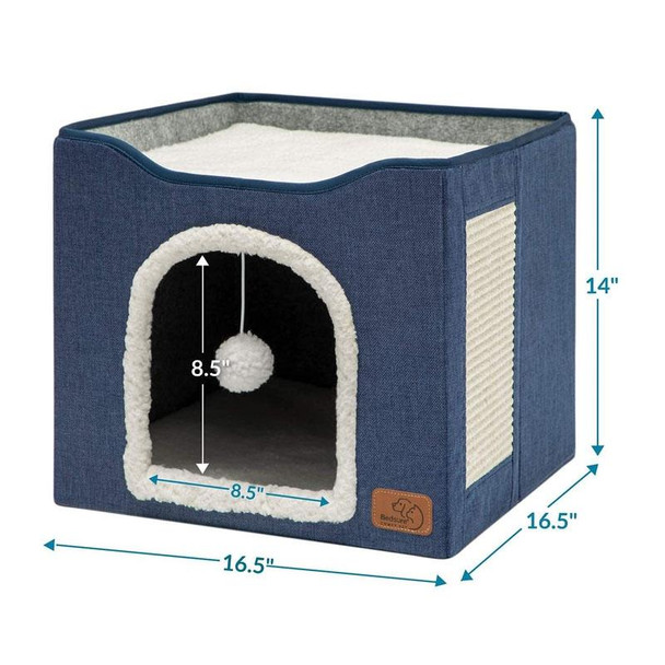 Pet Stool Pet Kennel Indoor Foldable Storage Stool Cat Dog Kennel 41 x 41 x 35cm(Deep Gray)