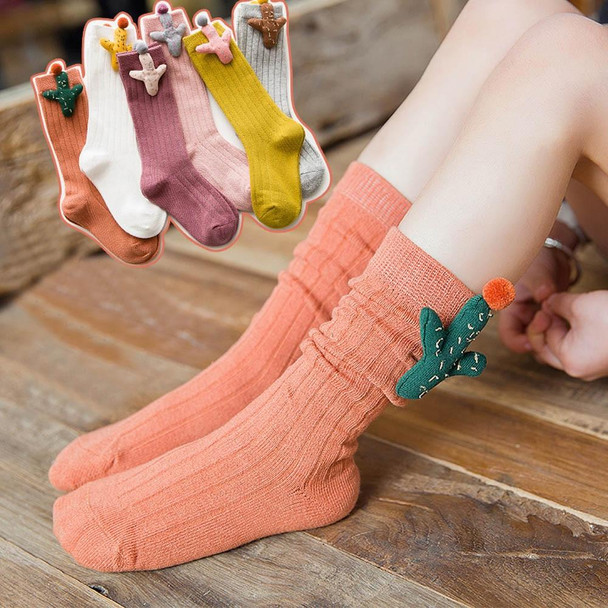 Baby Cartoon Anti-Slip Knitted Long Socks Knee Socks, Size:M(Leatherette Pink)