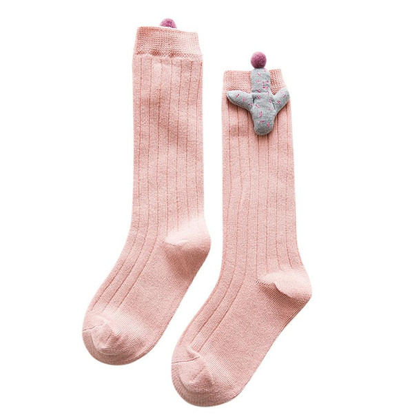 Baby Cartoon Anti-Slip Knitted Long Socks Knee Socks, Size:M(Leatherette Pink)