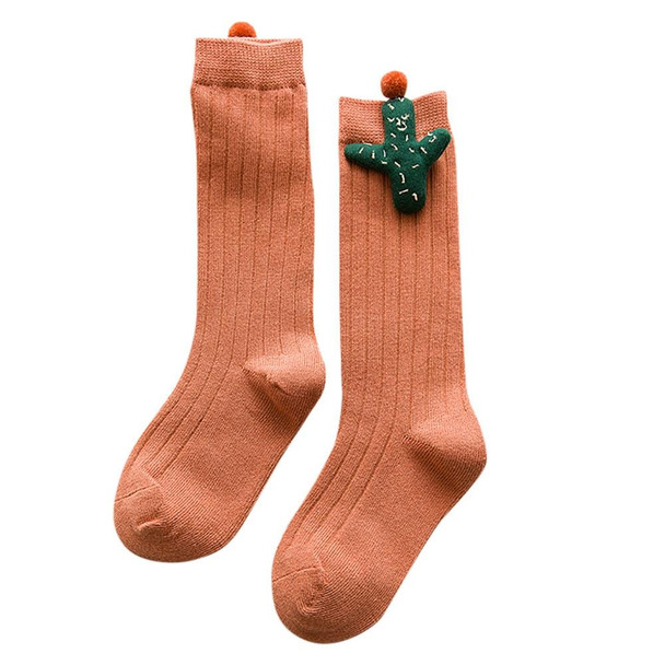 Baby Cartoon Anti-Slip Knitted Long Socks Knee Socks, Size:M(Ginger Red)