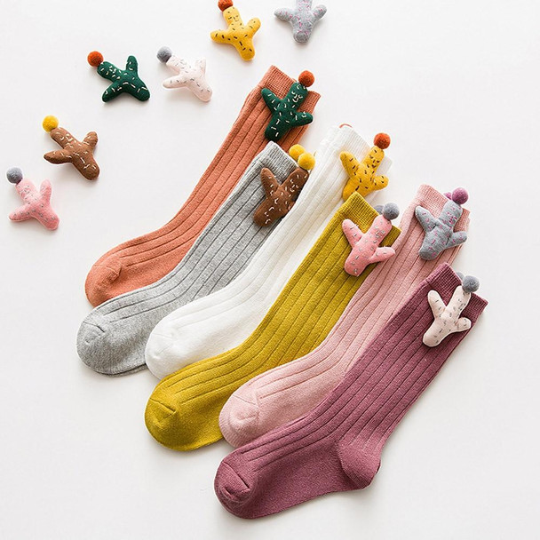 Baby Cartoon Anti-Slip Knitted Long Socks Knee Socks, Size:S(Ginger)