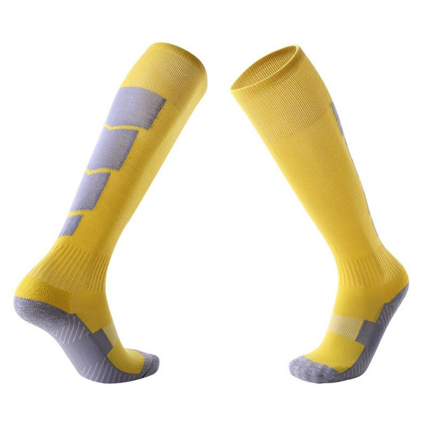 Adult Non-Slip Over-Knee Football Socks Thick Comfortable Wear-Resistant High Knee Socks(Yellow)