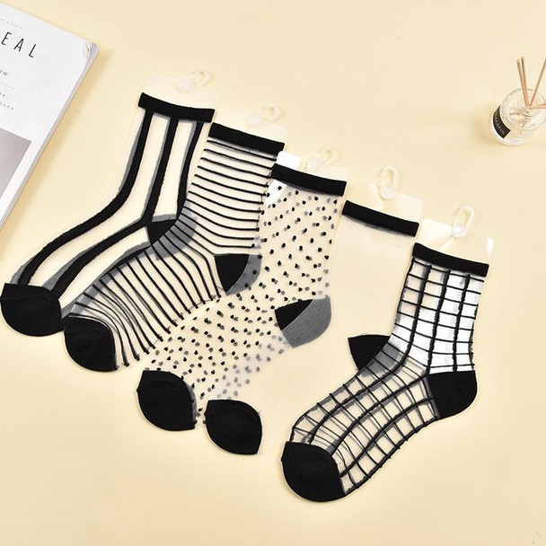 10 Pairs Sexy Lace Mesh Fiber Transparent Stretch Socks(square black nude socks)