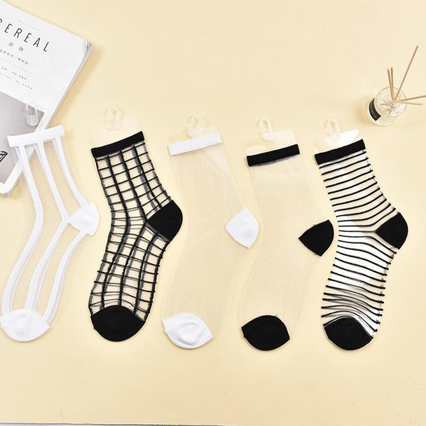 10 Pairs Sexy Lace Mesh Fiber Transparent Stretch Socks(square black nude socks)