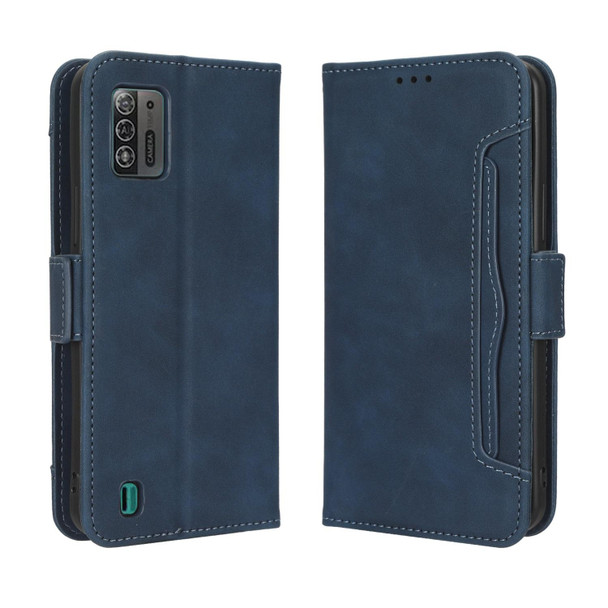 For ZTE Blade A52 Lite Skin Feel Calf Texture Card Slots Leather Phone Case(Blue)