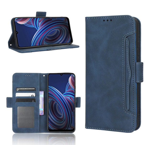 For ZTE Blade A72 5G Skin Feel Calf Texture Card Slots Leather Phone Case(Blue)