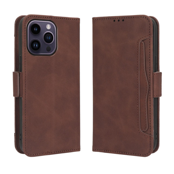 For iPhone 14 Pro Skin Feel Calf Texture Card Slots Leatherette Phone Case(Brown)