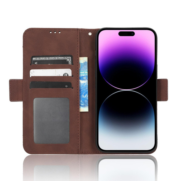 For iPhone 14 Pro Skin Feel Calf Texture Card Slots Leatherette Phone Case(Brown)