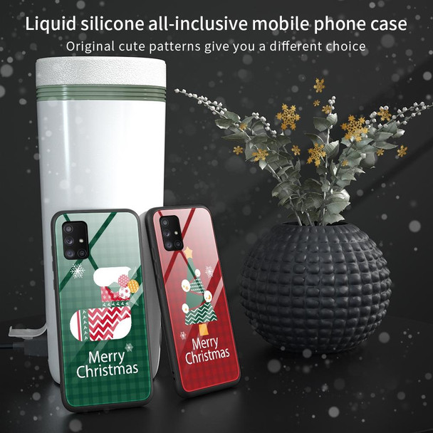 For Samsung Galaxy A21s Christmas Glass Phone Case(Christmas Trees)