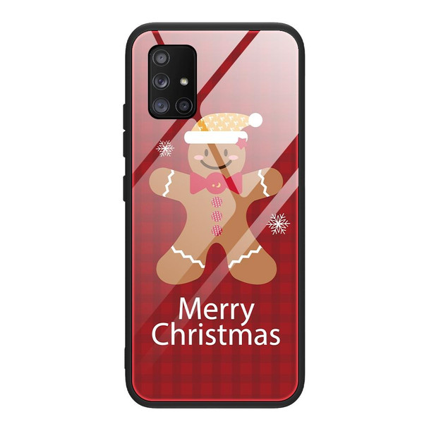 For Samsung Galaxy A51 5G Christmas Glass Phone Case(Brown Toy Bear)