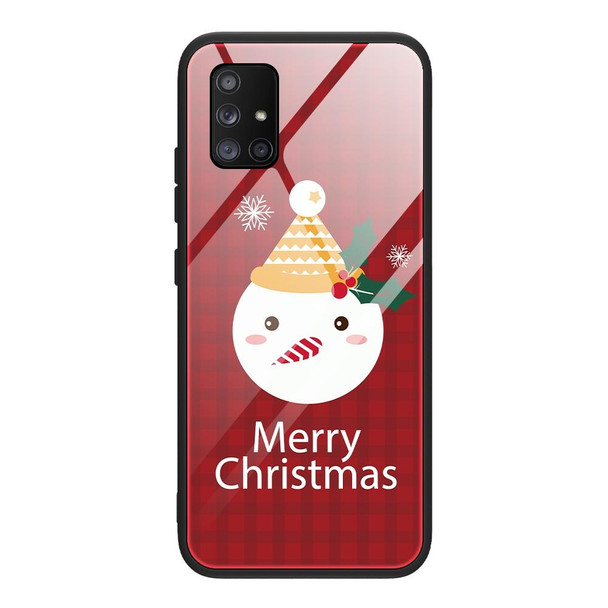 For Samsung Galaxy A51 4G Christmas Glass Phone Case(Snowman)