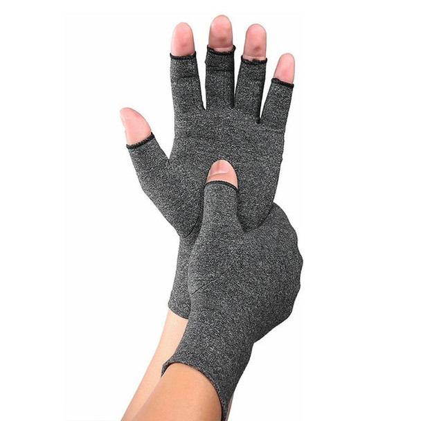 Gray A Pair Sports Breathable Health Care Half Finger Gloves Rehabilitation Training Arthritis Pressure Gloves, Size:L