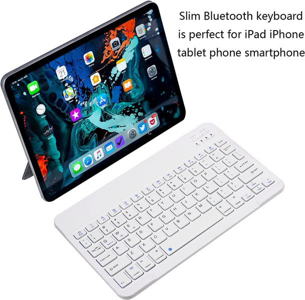 78 Keys 10 Inch RGB Colorful Backlit Bluetooth Keyboard - Mobile Phone / Tablet(White)