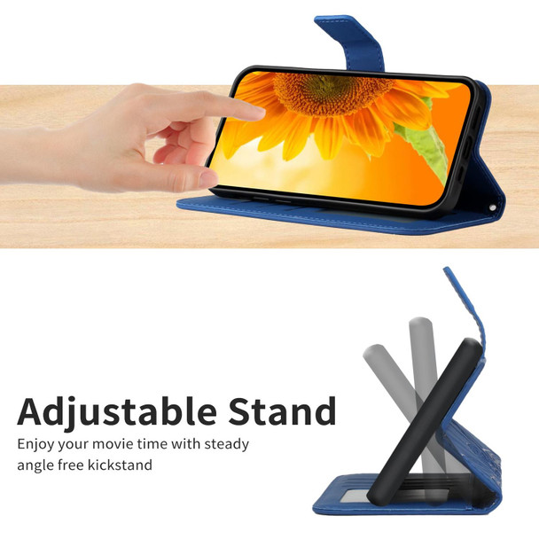 For Realme GT Neo3 Skin Feel Sun Flower Pattern Flip Leatherette Phone Case with Lanyard(Dark Blue)