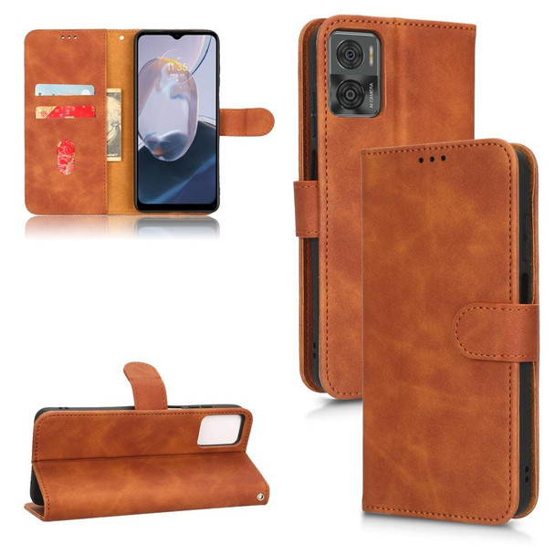 For  Motorola Moto E22 4G / E22i 4G Skin Feel Magnetic Flip Leatherette Phone Case(Brown)