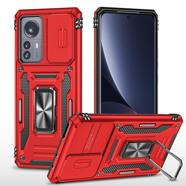 For Xiaomi 12 Armor PC + TPU Camera Shield Phone Case(Red)