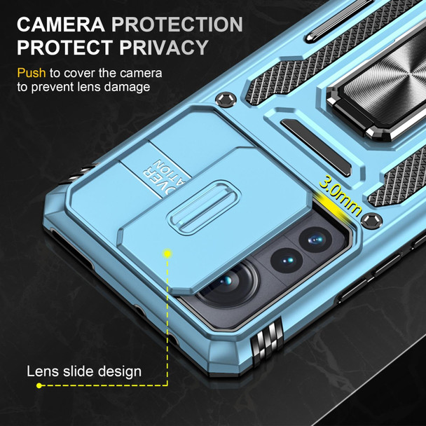 For Xiaomi 12 Armor PC + TPU Camera Shield Phone Case(Light Blue)