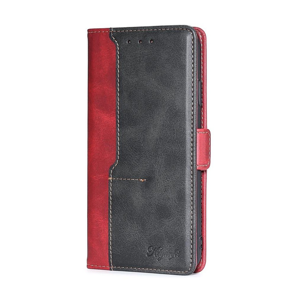 For TCL 305i Contrast Color Side Buckle Leatherette Phone Case(Red + Black)