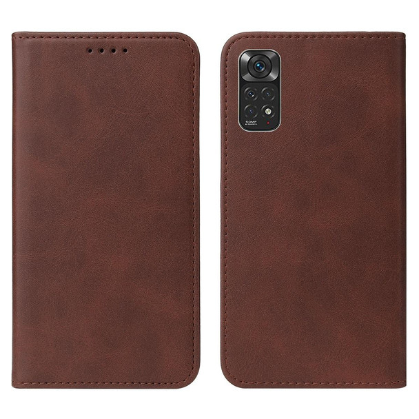 For Xiaomi Poco M4 Pro Magnetic Closure Leather Phone Case(Brown)