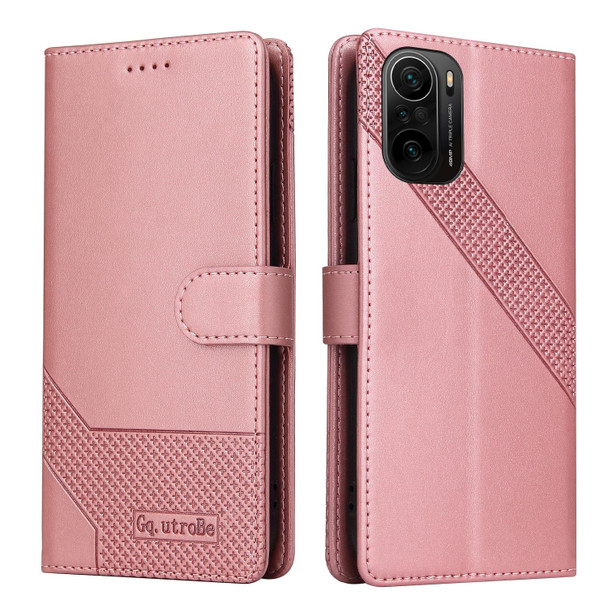 For Xiaomi Poco F3 GQUTROBE Skin Feel Magnetic Leather Phone Case(Rose Gold)