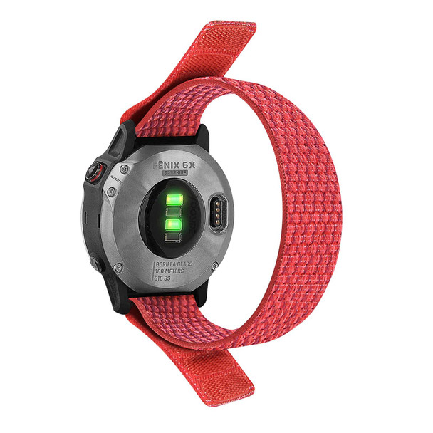 For Garmin Fenix 7X Hook And Loop Fastener Nylon Watch Band(Red)