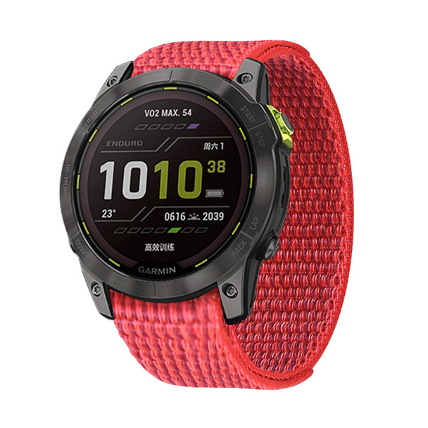 For Garmin Fenix 7X Hook And Loop Fastener Nylon Watch Band(Red)
