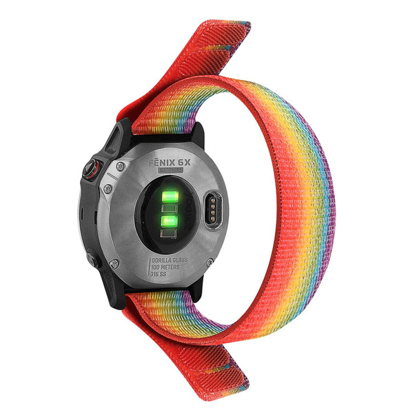 For Garmin Fenix 7X Hook And Loop Fastener Nylon Watch Band(Colorful)