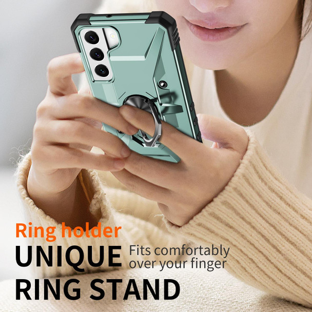 For Samsung Galaxy S22 Ultra 5G Ring Holder Phone Case(Grey)