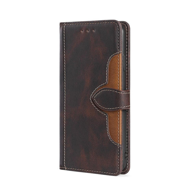 For OPPO A17 Skin Feel Magnetic Buckle Leatherette Phone Case(Brown)