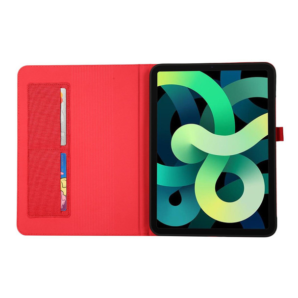 For iPad 10th 10.9 2022 Fabric Leatherette Tablet Case with Name Card Clip(Red)