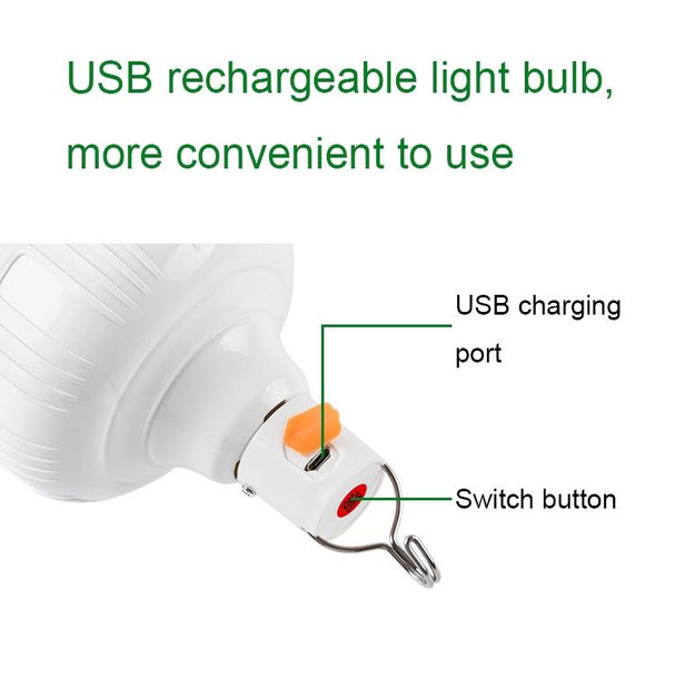 AB26 USB Charging LED Bulb Night Market Stall Lights Outdoor Camping Hanging Lamp, Power: 200W (White)