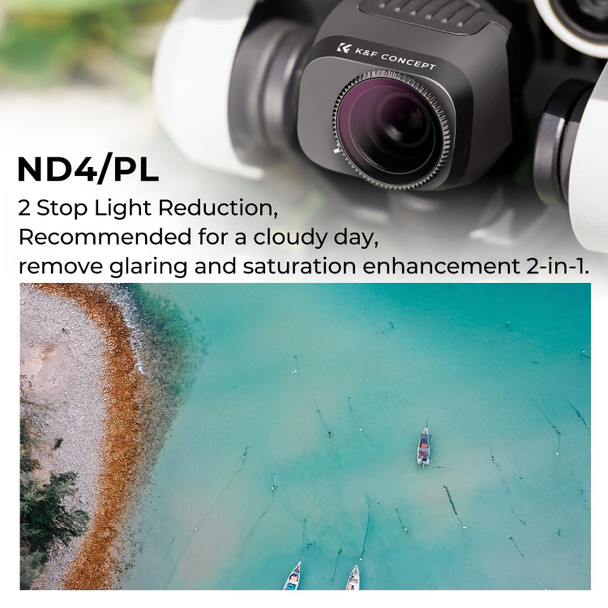 For DJI Mini 3 Pro K&F Concept KF01.2042 ND4/PL Lens Filter Neutral Density Polarizing 2-in-1 Filter