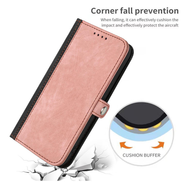 For iPhone XR Side Buckle Double Fold Hand Strap Leatherette Phone Case(Pink)