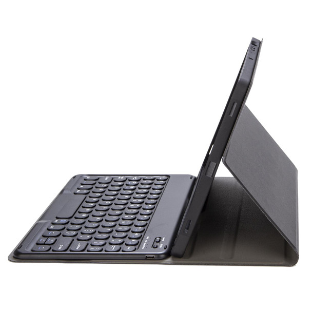 For iPad 10th Gen 10.9 2022 YA10B Lambskin Texture Bluetooth Keyboard Leatherette Tablet Case with Pen Slot(Black)