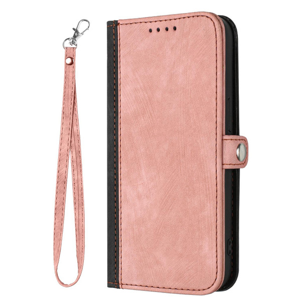 For Motorola Moto E30 / E40 Side Buckle Double Fold Hand Strap Leatherette Phone Case(Pink)