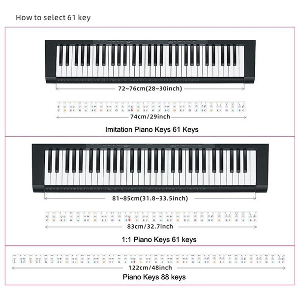 Children Beginner Piano Keyboard Color Stickers Musical Instrument Accessories, Style: Piano Keys 88 keys