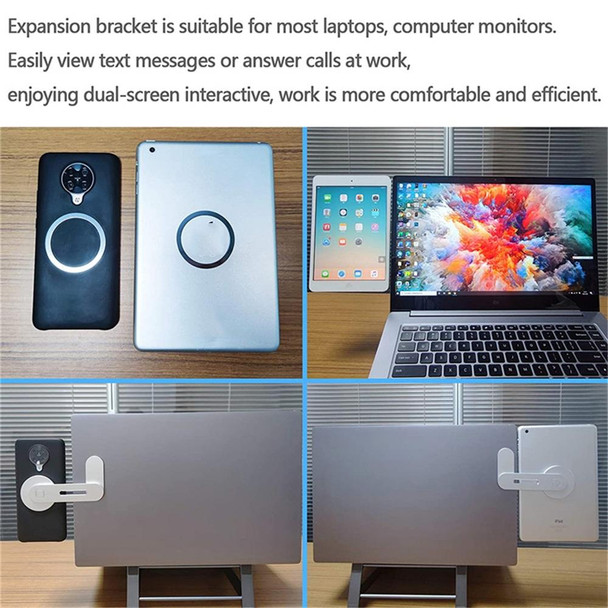 Laptop Phone Expansion Bracket Aluminum Magnetic Phone Stand(Black)