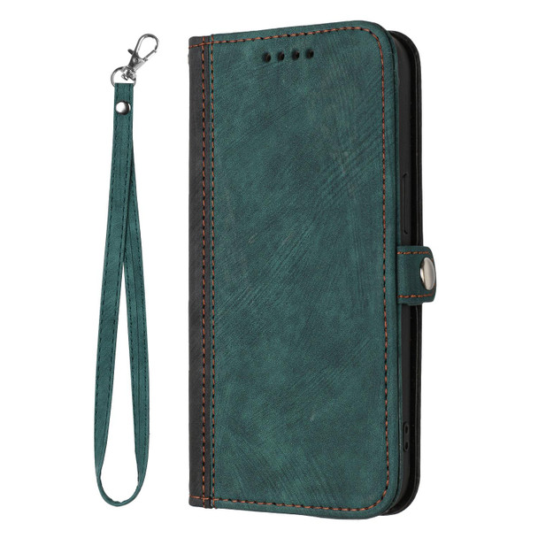 For Samsung Galaxy A13 4G Side Buckle Double Fold Hand Strap Leatherette Phone Case(Dark Green)