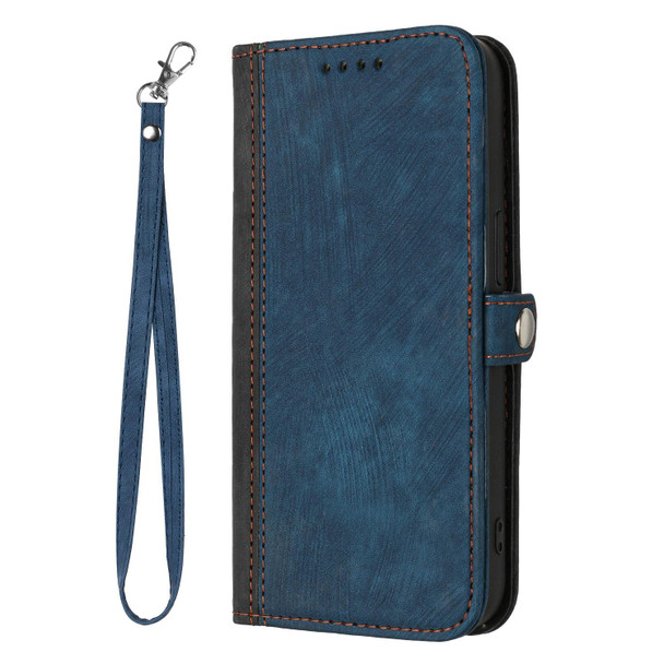 For Samsung Galaxy S21+ 5G Side Buckle Double Fold Hand Strap Leatherette Phone Case(Royal Blue)