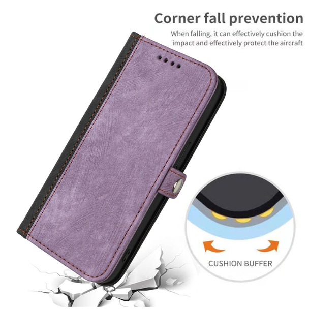 For Samsung Galaxy Note10+ Side Buckle Double Fold Hand Strap Leatherette Phone Case(Purple)