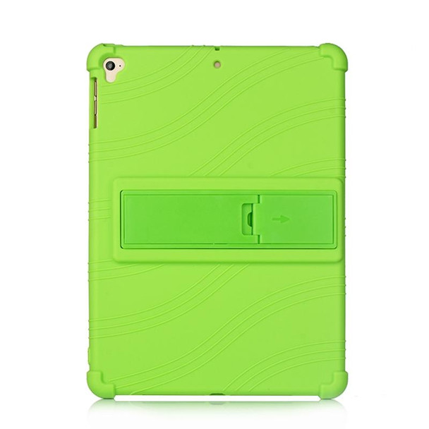 For iPad 6 (9.7 Universal) Tablet PC Silicone Protective Case with Invisible Bracket(Green)