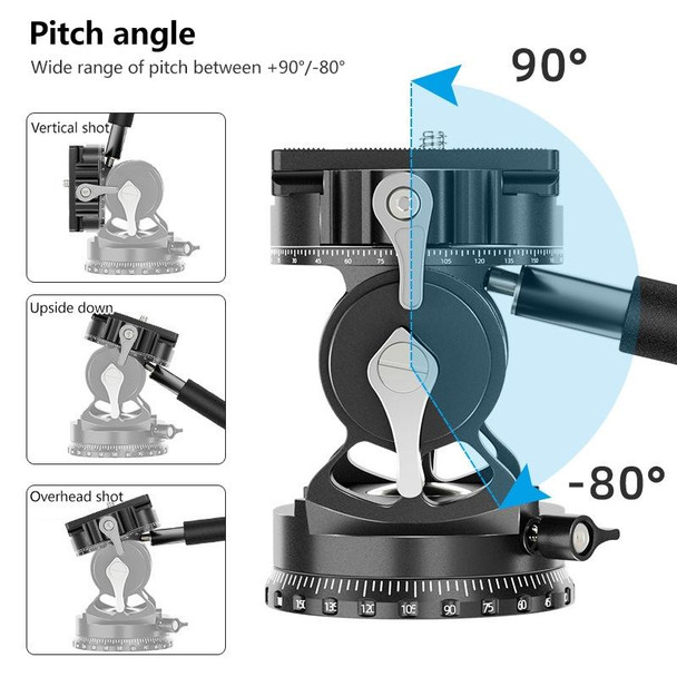 BEXIN DT-03S/S 360 Degree Panorama Heavy Duty Tripod Action Fluid Drag Head with Quick Release Plate