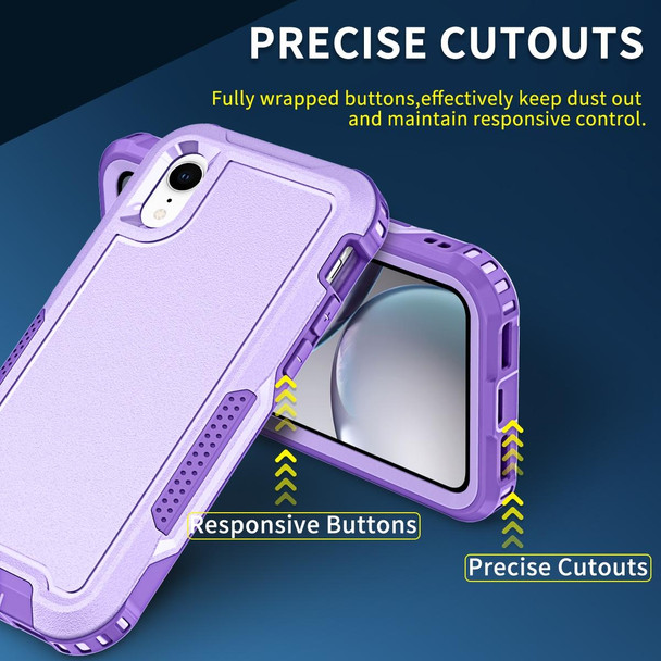 For iPhone XR 3 in 1 PC + TPU Shockproof Phone Case(Purple)