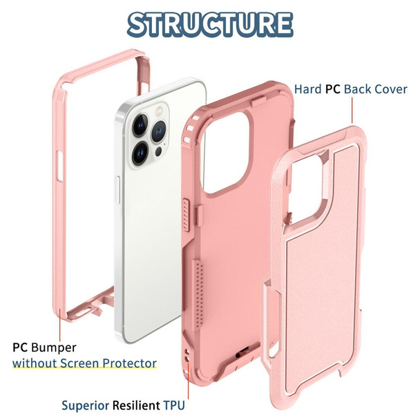 For iPhone 12 Pro Max 3 in 1 PC + TPU Shockproof Phone Case(Pink)