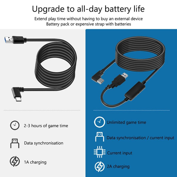 For Oculus Quest 2 USB To Type-C VR Link Charge Cable 5m(Black)