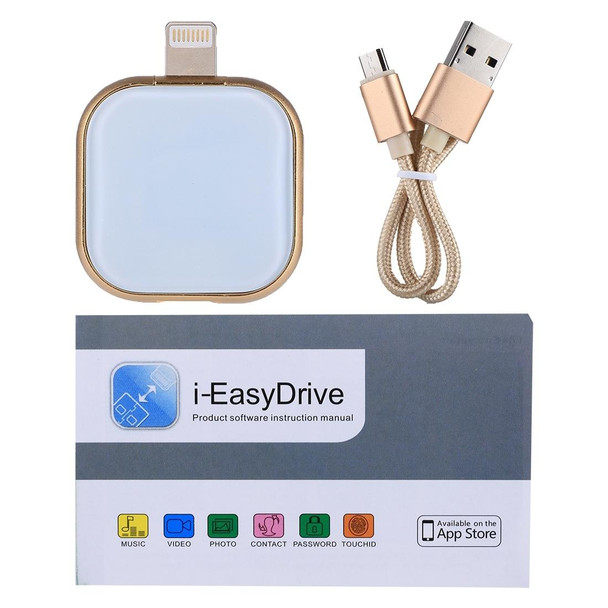 RQW-18S 8 Pin 128GB Multi-functional Flash Disk Drive with USB / Micro USB to Micro USB Cable(Gold)