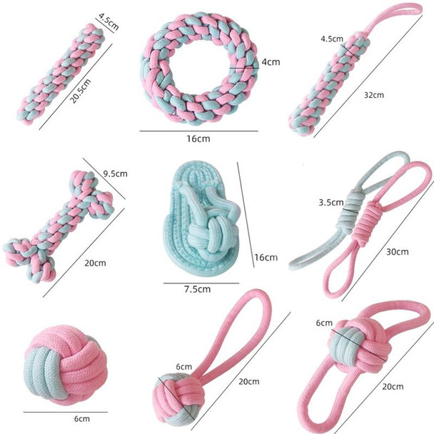 10 PCS Cotton Rope Single Ball Dog Molar Teeth Cleaning Toy Candy Color Woven Cotton Rope